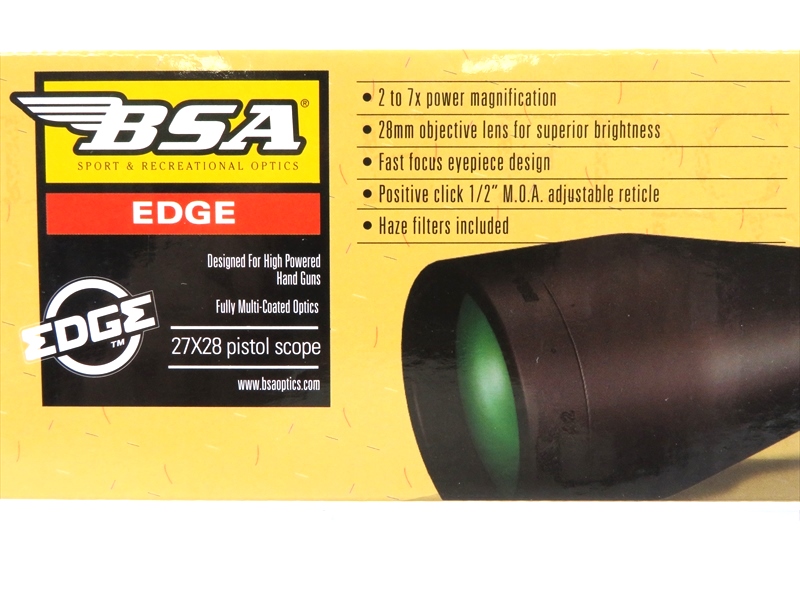 BSA製ピストルスコープ 2-7×28（実銃対応）正規品｜トイガン、ドット 